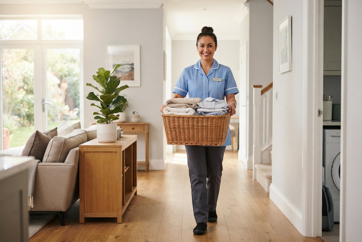 House helper managing household tasks