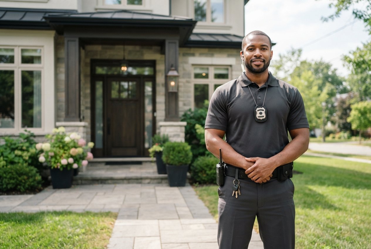 Professional security guard on duty